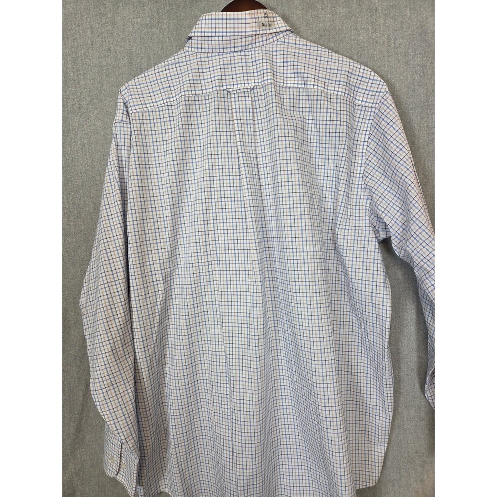 IZOD All Over Stretch Dress Shirt Mens 17.5 TALL FIT 35/36 Blue Check Office NEW - Picture 5 of 13